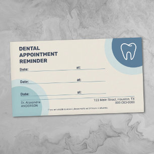 Dentist Appointment Card with Blue & Cream Colours