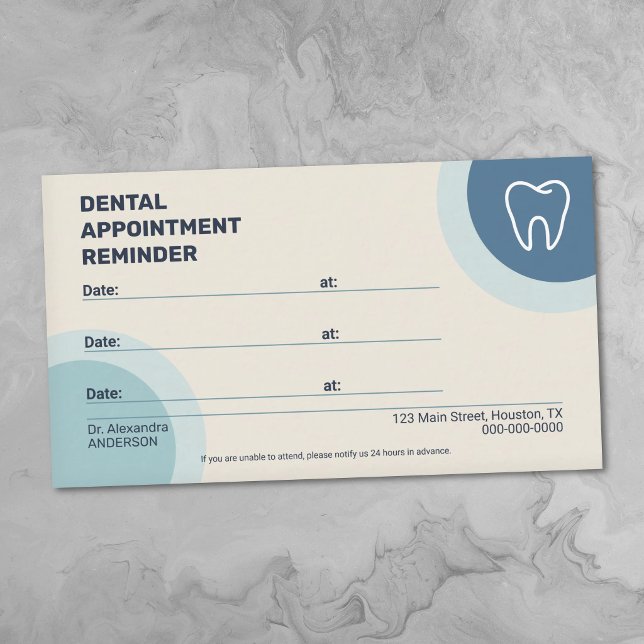 Dentist Appointment Card with Blue & Cream Colours (Dentist Appointment Card with Blue & Cream Colors)