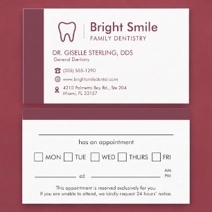 Dentist Appointment Reminder Business Card