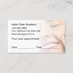 Dentist Appointment Reminder Business Cards