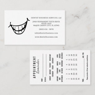 Dentist Appointment Reminder Calendar Biz Card