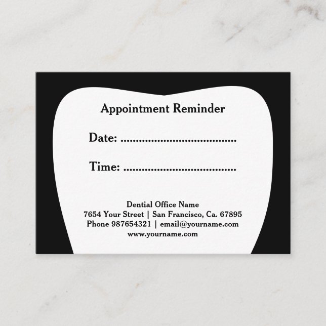 Dentist appointment reminder cards (Front)