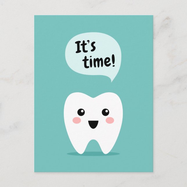 Dentist appointment reminder kawaii tooth postcard (Front)