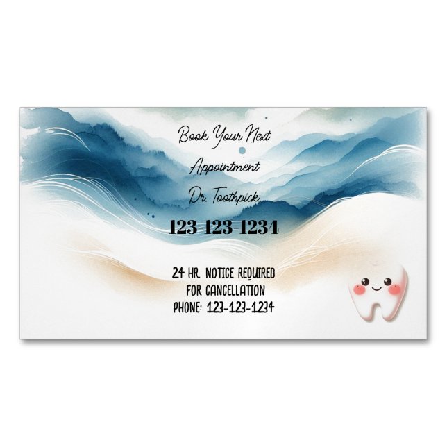 Dentist Appointment Whimsical Magnetic Business Card (Front)