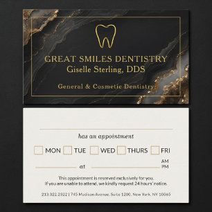 Dentist Black Gold Agate Dental Appointment Card