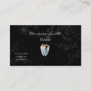 Dentist Black Starry Night Gold Tooth Business Card
