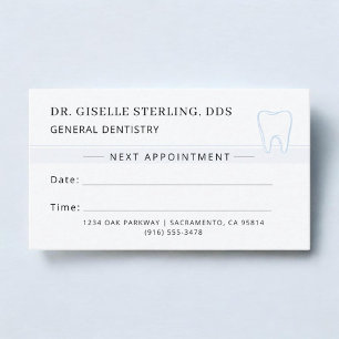 Dentist Blue Tooth Appointment Card
