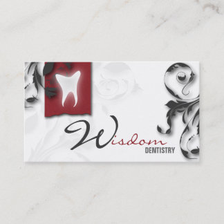Dentist Business Card Elegant Monogram Red