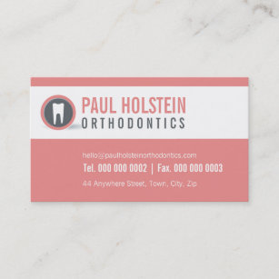 DENTIST BUSINESS CARD :: modern tooth logo coral