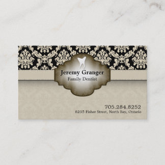 Dentist Business Card - Tooth Vintage Beige Brown