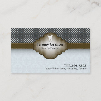 Dentist Business Card - Tooth Vintage Blue & Brown