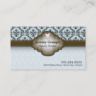 Dentist Business Card - Tooth Vintage Blue & Brown