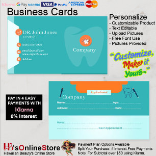 Dentist Business Cards 47 Pack of 100