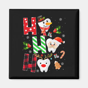 Dentist Christmas Fun Tooth Dental Gift Red Plaid  Magnet