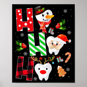Dentist Christmas Fun Tooth Dental Gift Red Plaid Poster