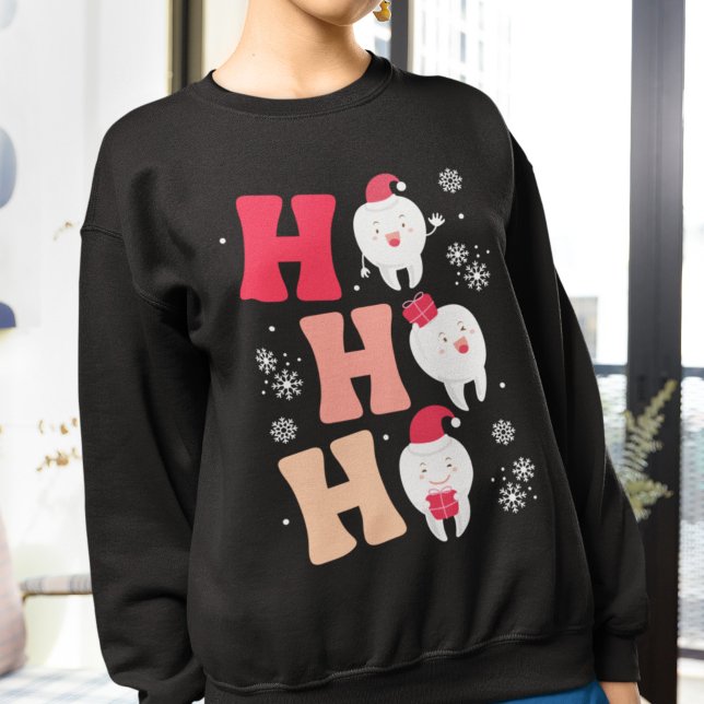 Dentist Christmas Santa Claus Tooth Molars in Pink Sweatshirt (Creator Uploaded)