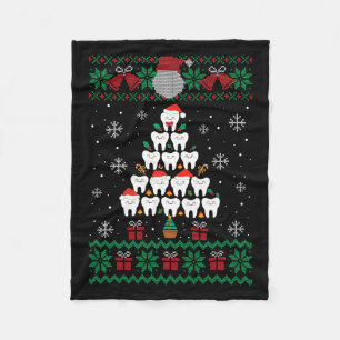 Dentist Christmas Shirt Dentist Tree Dental Oh Den Fleece Blanket