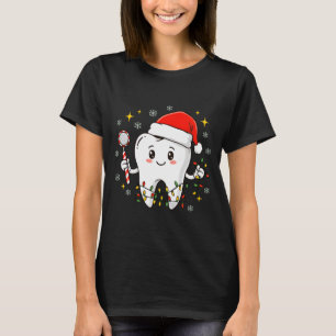 Dentist Christmas Teeth Xmas Lights Funny Dental S T-Shirt