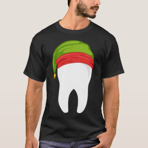 Dentist Christmas  tooth Dental  with Elf hat T-Shirt