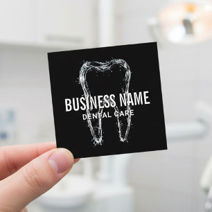 Dentist Clean Tooth Black Dental Clinic Square Business Card