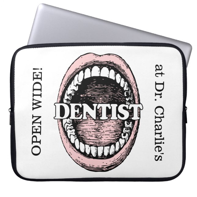 Dentist custom text & name laptop sleeves (Front)