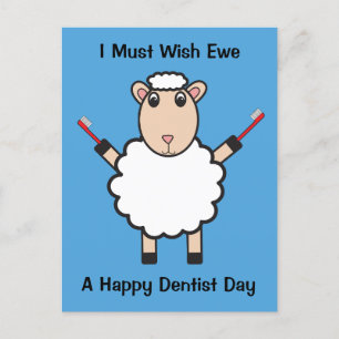 Dentist Day Sheep Toothbrush Wish Ewe Personalise Postcard