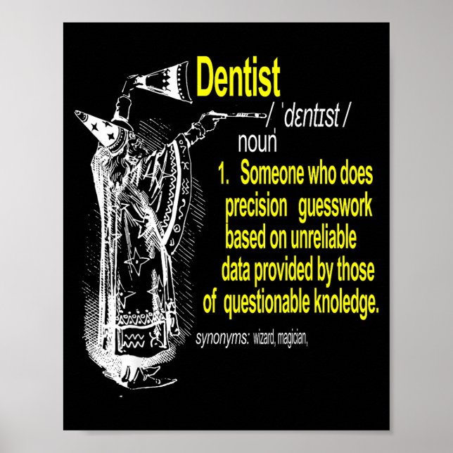 Dentist definition dental assistant dental poster (Front)