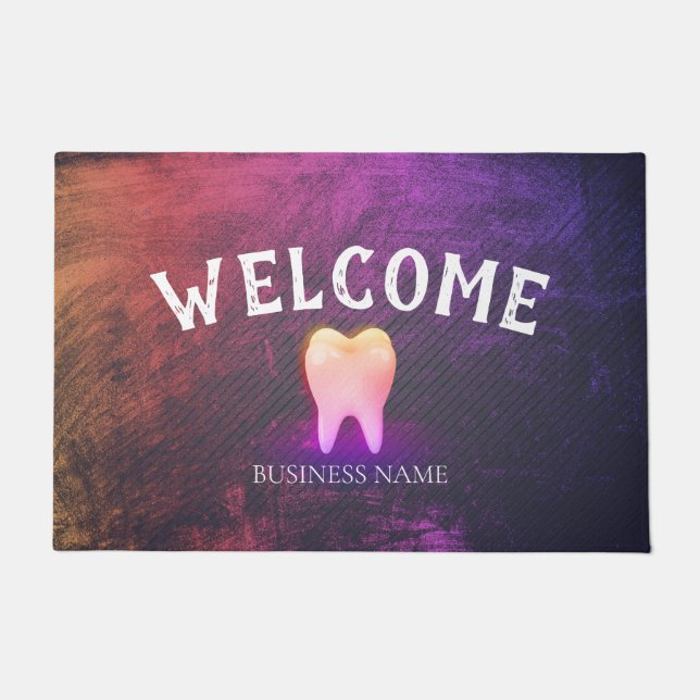 Dentist Dental Care Clinic Rose Gold Tooth Welcome Doormat (Front)