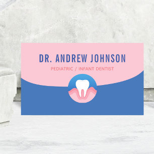 Dentist Dental Care Orthodontist Blue & Pink Kids Business Card