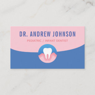 Dentist Dental Care Orthodontist Blue & Pink Kids Business Card