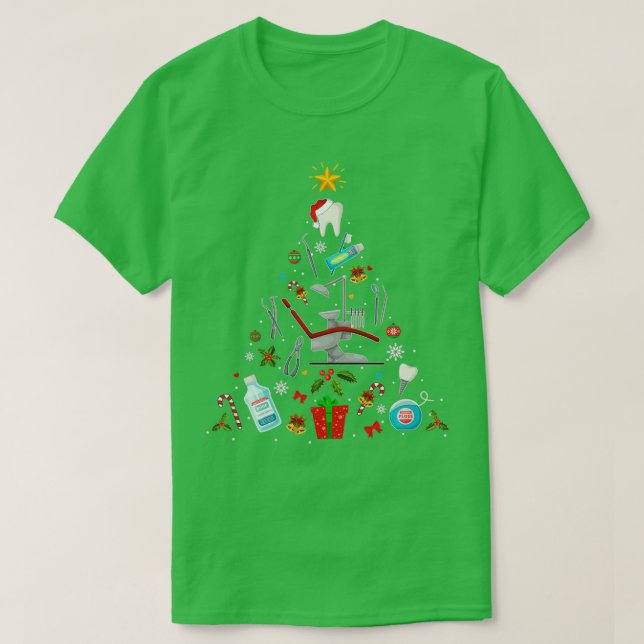Dentist Dental Christmas Ornament Tree Xmas Holida T-Shirt (Design Front)