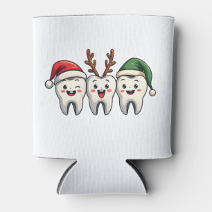 Dentist Dental Christmas Santa Floss Xmas Tree Can Cooler
