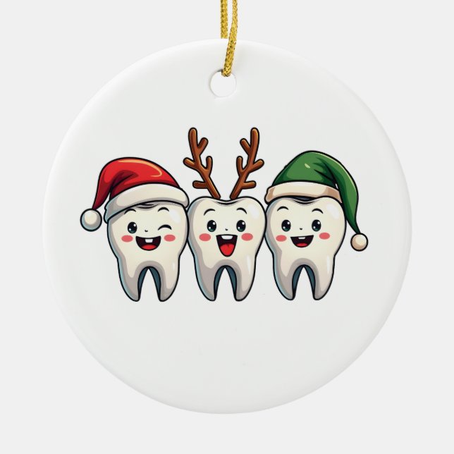 Dentist Dental Christmas Santa Floss Xmas Tree Ceramic Tree Decoration (Front)
