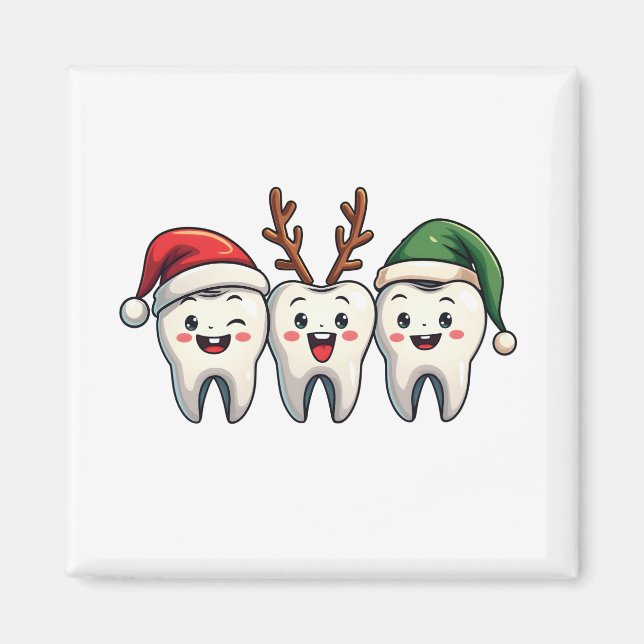 Dentist Dental Christmas Santa Floss Xmas Tree Magnet (Front)