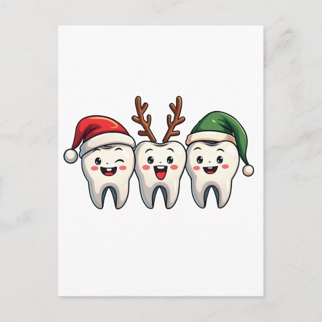 Dentist Dental Christmas Santa Floss Xmas Tree Postcard (Front)
