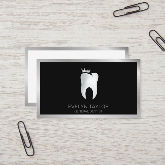 Dentist Dental Clinic teeth Whitening Smile Crown  Business Card (Front/Back In Situ)