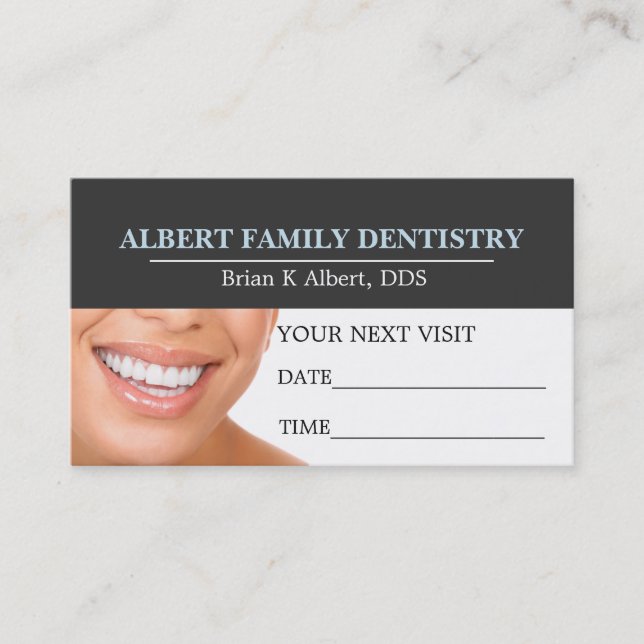 Dentist Dental Dentistry Appointment Card (Front)