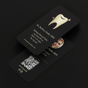 Dentist Dental Implant Cosmetic Elegant Black Gold Business Card