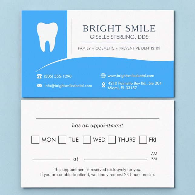Dentist Dental Office Blue Appointment  Card (Creator Uploaded)