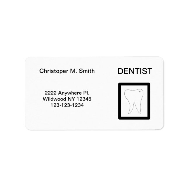 Dentist - Dental Office Label (Front)