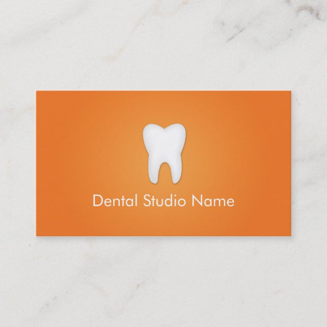 Dentist/Dental Studio Business Cards in Orange (Front)