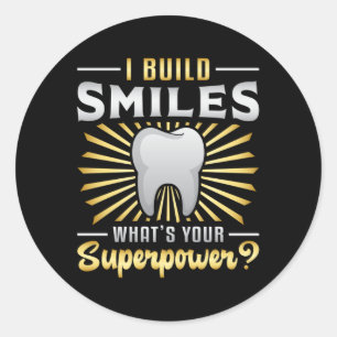 Dentist Dental Teeth Tooth Superpower Funny Gift Classic Round Sticker