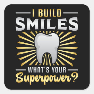 Dentist Dental Teeth Tooth Superpower Funny Gift Square Sticker