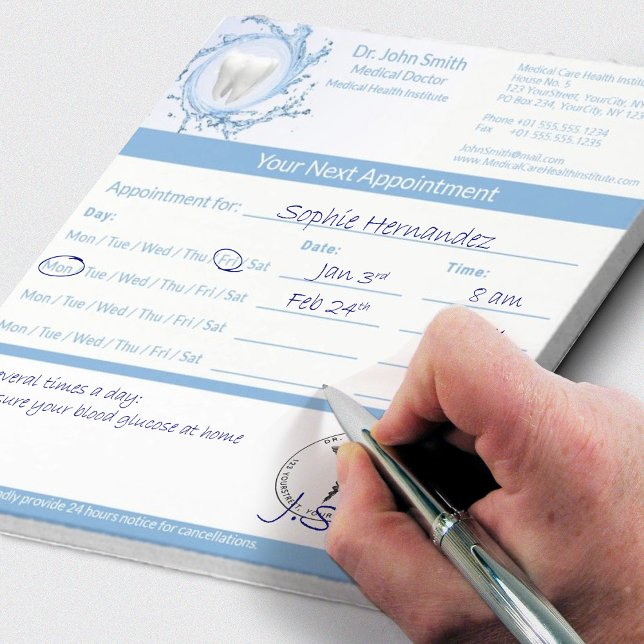 Dentist Dental Tooth Water Medical Appointment Notepad (Creator Uploaded)
