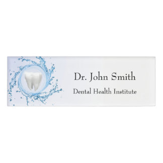 Dentist Dental Tooth Water Professional Name Tag