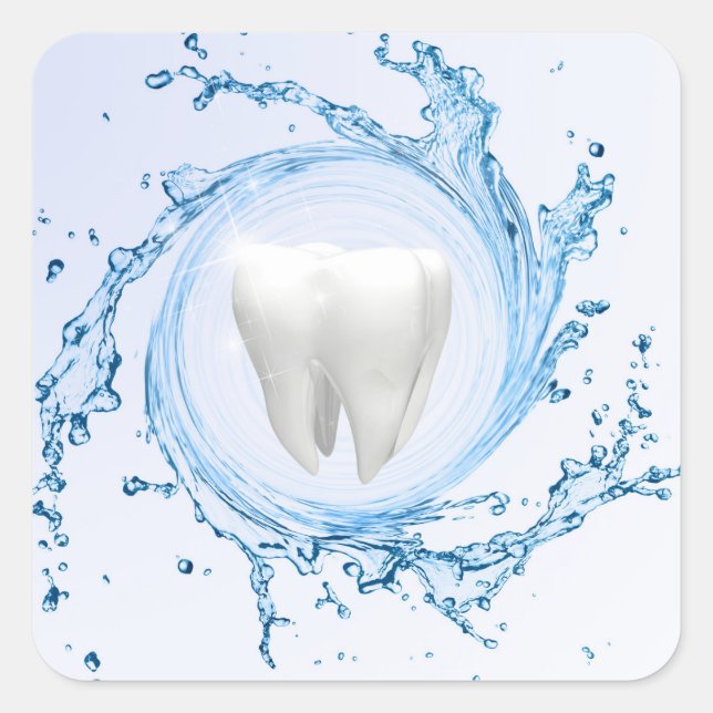 Dentist Dental Tooth Water Professional Square Sticker (Front)