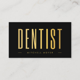 Dentist Dentistry Tooth Logo Black & Gold Business Card