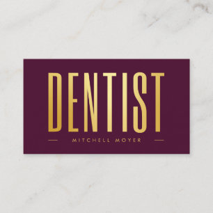 Dentist Dentistry Tooth Logo Burgundy & Gold Business Card