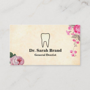 Dentist Elegant Floral Tooth Dental Care Business Card