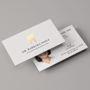 Dentist Faux Gold Tooth Photo Minimal Business Card